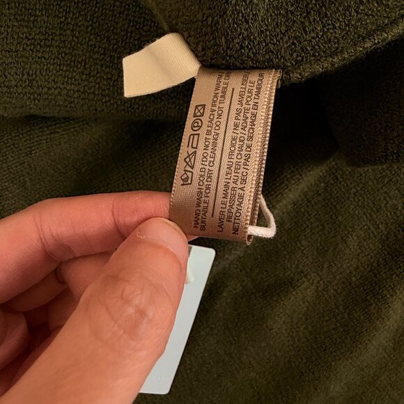 NWT Anthropologie MOTH Asymmetrical Ruffle Poncho Sweater – Olive Green - Picture 7 of 7